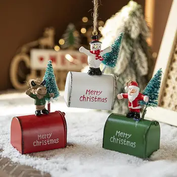Коледна Пощенска кутия Орнамент Ретро Пощенска Кутия Окачване Преносим Мини Многофункционален Коледна Пощенска кутия за Декорация на Дома, на Колата