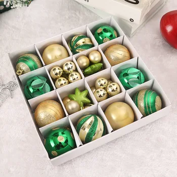 Коледни Подаръци Комплект Коледни топки боядисана в опаковка 6 см, Украси за Коледната елха, Пластмасови топки, Висящи по