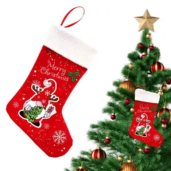 Коледни Чорапи Подарък Пакет Чорапи Коледни Бонбони Дядо Преносим Камина Виси Чорапи Чорапи Украшение За Коледен Подарък