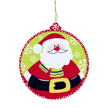 Кръгли Рисувани Декорации за Коледната елха Дядо Клау, Висящи висулки, Украса за Коледната Елха, Празнични украси, Дървени Коледни