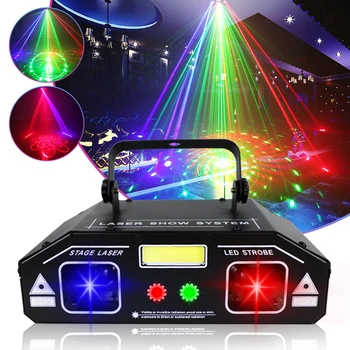 Лазерни светлинни ефекти светлини WUZSTAR 3 В 1 DJ на Проектор за Партита на Гласово управление Шоу KTV Бар Панорамен ефект на Осветление на Дискотека светлини