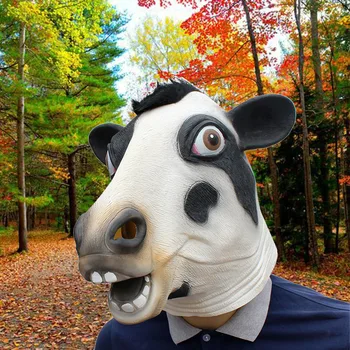 Маски на животни, Латексова маска на Крави на Хелоуин, на Новост, на Карнавалните костюми, Театрални декори, Кралят каска