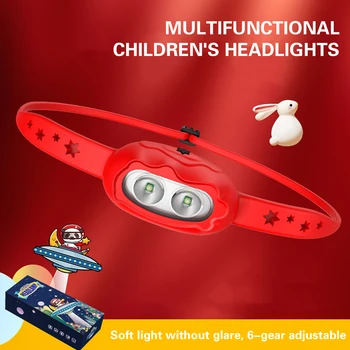 Мини детска играчка на прожекторите IPX4, водоустойчив, 800 mah, силна корекция на светлината, превръзка на главата, Коледен подарък за деца, Къмпинг