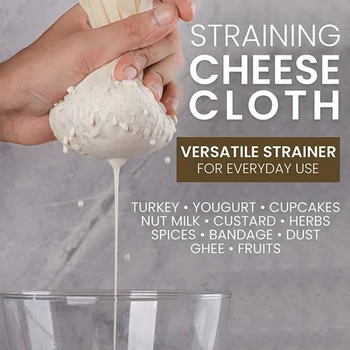 Муслиновые кърпички за готвене, Кърпи за небеленого сирене, Памучни кърпички за напрежение сирене за еднократна употреба и пране