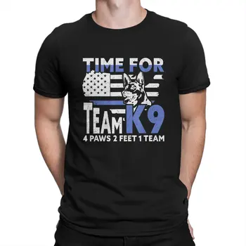 Мъжки t-shirt Time For Team K9 Paws Feet Shepherd Thin Blue Line, тениска Divine Brave And Police Dog, ризи с къс ръкав