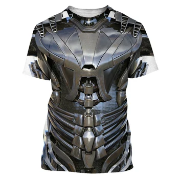 Мъжки t-shirt оверсайз, 3d Armor, Модерен случайни топ с метален принтом, къс ръкав, Градинска Свободна дишаща мъжка тениска 6xl, дрехи