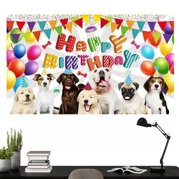 На фона на куче за рождения Ден Кученце, на Фона честит Рожден Ден, Банер, фон, Знаме, украса за парти в чест на рождения Ден на Кучето