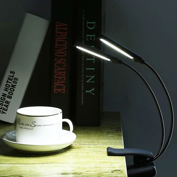 Нощна лампа за четене Книга лампа Led лампа Двойна Пюпитр Настолни лампи USB Акумулаторна батерия за bookworms Пианист