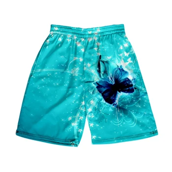 Плажни шорти с пеперуда, мъжки и дамски дрехи, ежедневни панталони с 3D дигитален печат, мода тенденция на сдвоени панталони