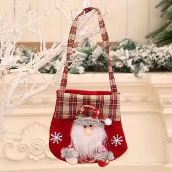 Подаръчен пакет от висококачествена тъкан, здрава подарък чанта-тоут, Празнични коледни подаръчни пакети с очарователен модел на Дядо Коледа и Снежен човек за парти