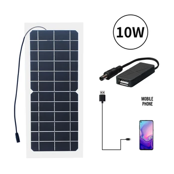 Преносим гъвкав соларен панел с Мощност 10 W 6, монокристален елемент, слънчево зарядно устройство за нощуване на открито, езда на велосипед, зареждане батерията на телефона