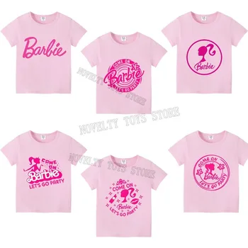 Розова лятна тениска Barbiee с принтом за жени, детски летни дрехи, модни дишащи блузи с къс ръкав с анимационни герои, подаръци за рожден ден