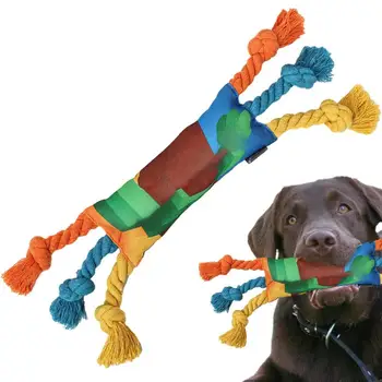 Сверхпрочная играчка за кучета на въже, Цветни Памучен Играчка за Дъвчене Въже с Възел, Интерактивен Хапка, Здрави Плетени играчки за Кучета, Почистване на зъбите на Кучето
