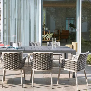Скандинавски Набор от градинска градински мебели, Маса и столове за тераса, маса за Хранене и столове за дома, за вилата, на двора, Градинска мебел от ратан