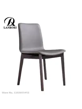 Трапезария стол от масивно дърво в скандинавски стил, домашен италиански минималистичен стол с облегалка, ресторант, стол, прост, модерен стол за грим, кожена книжка