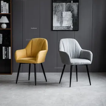 Трапезни столове от скандинавски тъкани, мебели за трапезария, Кухненски столове с облегалка, Леки луксозни престижни дизайнерски столове за почивка в хотел