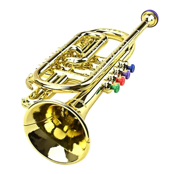Тръба Детски музикалното развитие на играчка Духови инструменти ABS Златен Тромпет С 4 цветни бутони за децата