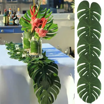 Украса на сватбени партита От плат, листата на изкуствените растения, Хавайски джунглата, Плажно парти, изкуствени растения, интериор на маса на открито