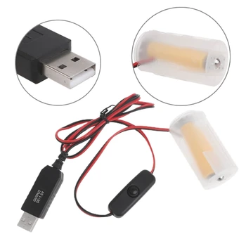 Универсален USB-кабел за Захранване от 5V 2A до 1.5 V, 1A LR20 D за муляжа Батерии, Линията се Отделят Батерии за Действие прожектори Газова печка
