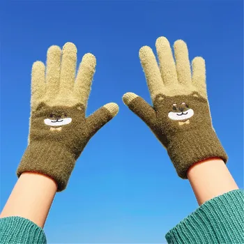 Флисовые зимни плетени дамски ръкавици със сензорен екран бар, изолирана топли ръкавици