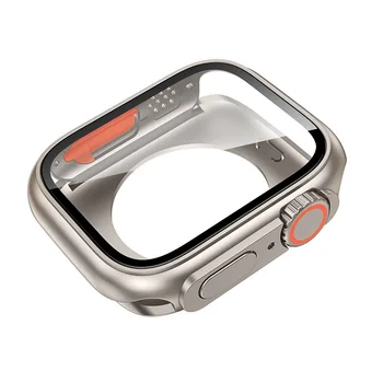Чанта 2 в 1 за Apple Watch Series 8 7 45 мм, от темперирано стъкло, защитен калъф за екрана iwatch se 6 5 4 44 мм, разменени в торбичка Ultra 49 мм