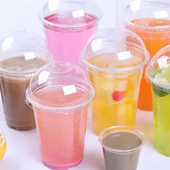 Чаши за Еднократна употреба Капачки от Пластмасова Прозрачна Чаша с Купол за Парфе, Десерт Делото, Чай, Студен Напитка, Плодови Вода, Чаши за Пиене с