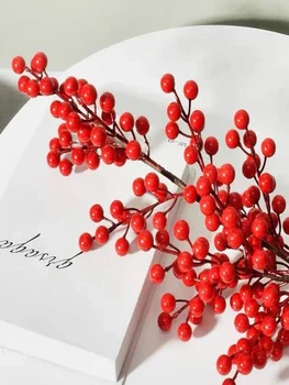 Червени Коледни букети от плодове Изкуствен стъбло червени плодове за Коледа и Нова Година бижута със собствените си ръце Изкуствени цветя