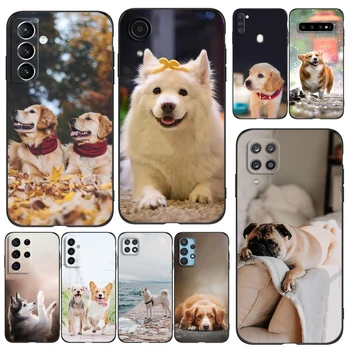 Черен калъф от TPU за Samsung Galaxy S6 s7 s8 s9 plus делото Naughty Сладко Dogs