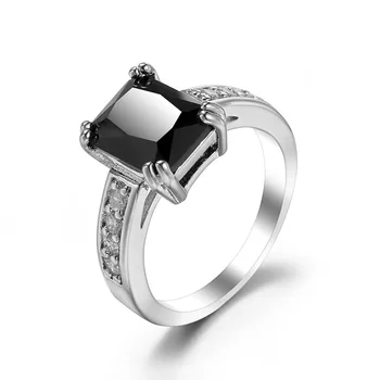 ЧЕРЕН пръстен е Сребърен цвят, Модни бижута, Модни Годежни пръстени за жени