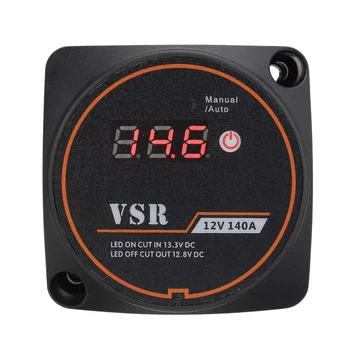 Чувствително до стрес на реле за разделяне на такса Цифров дисплей VSR 12V 140A за кола RV яхта Smart Battery Charge Isolator